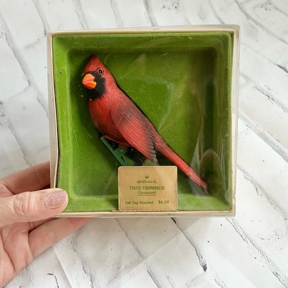 Vtg 1978 Hallmark Cardinal Bird Tree Trimmer Ornament Clip-On MIB Rare